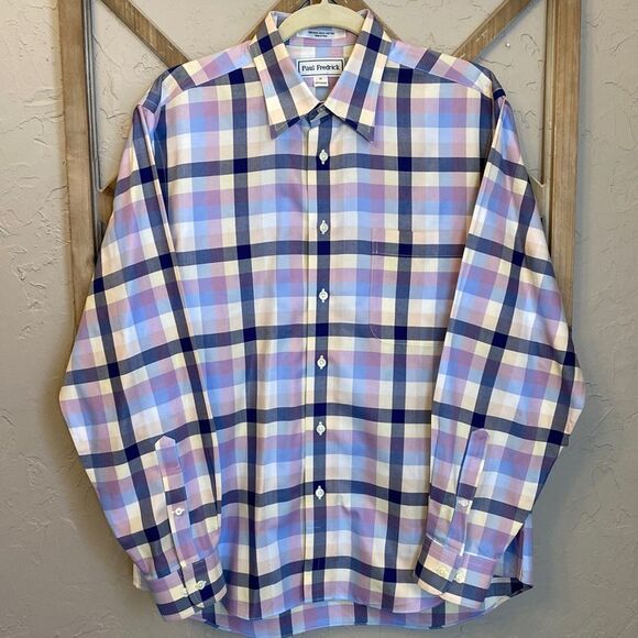 Paul Fredrick Non-Iron 100% Cotton Mens Medium Button Down Dress Shirt - Picture 1 of 9